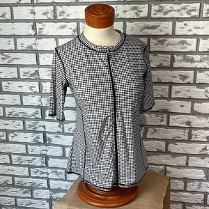 Houndstooth Rash-guard short sleeve swim top, XL NWOT